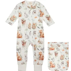 Ma-ia Family Metsäneläimet-pyjama vauvalle luonnonvalkoinen