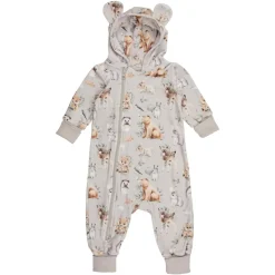 Ma-ia Family Metsäneläimet-veluurihaalari vauvalle beige