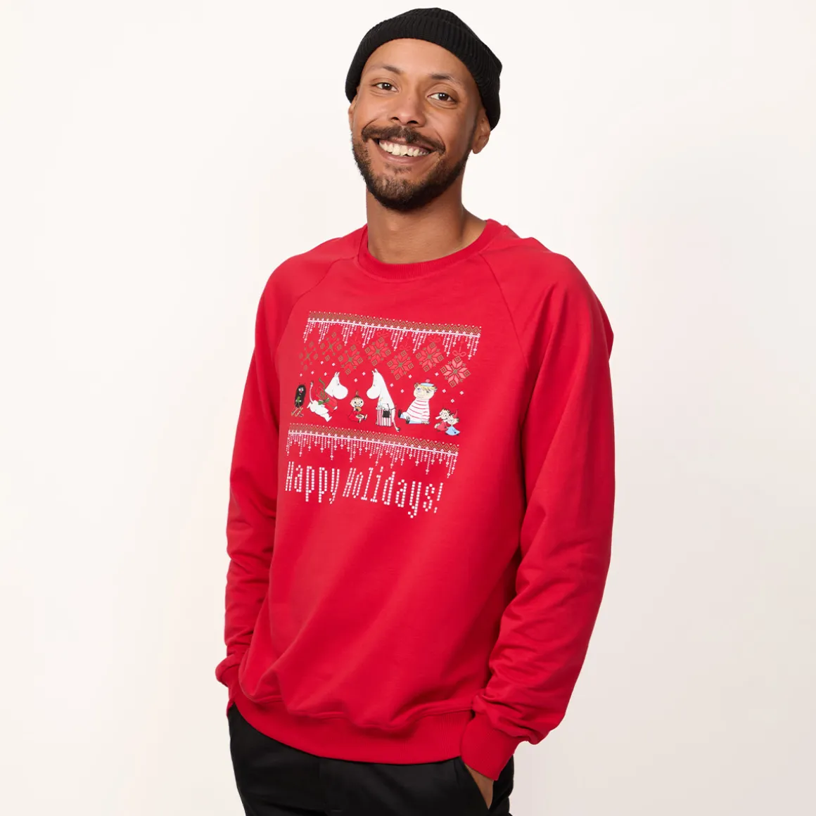 Muumi Ami-collegepaita Happy Holidays punainen
