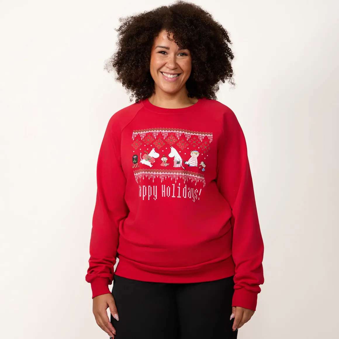 Muumi Ami-collegepaita Happy Holidays punainen