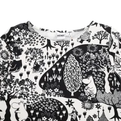 Muumi Jenni-mekko Puisto mustavalkoinen