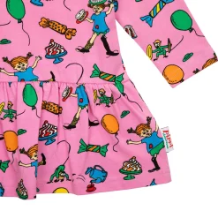 Peppi Pitkätossu Juhla-Peppi-mekko vauvalle vaaleanpunainen