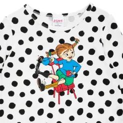 Peppi Pitkätossu Pilkukas-mekko luonnonvalkoinen